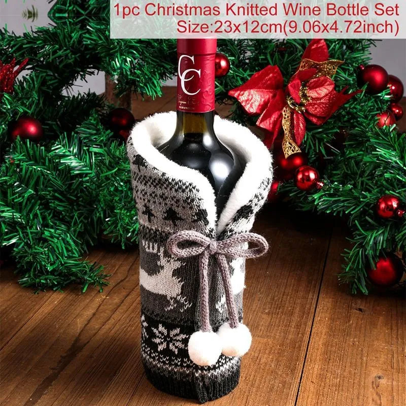 Christmas Wine Bottle Cover Christmas Decorations For Home Christmas Ornament Gifts New Year Decorations