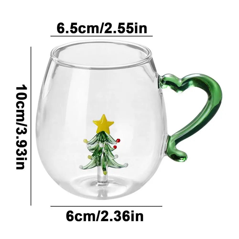 3D Animal Glass Cup Christmas Mug Animal Inside Glass Christmas Drinking Glasses Cartoon Glass Coffee Mug Christmas Gift New Year Mug Unique Drinkware