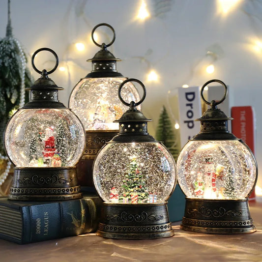 Vintage Christmas Lamp Christmas Decoration Wind Lamp Music Box Crystal Ball Lantern Christmas Lights Ornaments Christmas Gifts