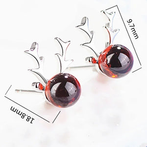 Christmas Elk Earrings for Women Garnet Antler Earrings Girlfriend Elk Ear Stud Christmas Jewellery Gifts Set Jewellery for Girls Christmas Accessories