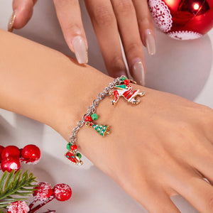 Christmas Jewellery for Women Christmas Jewellery Gift Christmas Chain Bracelet For Women Santa Claus Jewellery Snowman Pearl Bangles New Year Gift Christmas Gift for Girlfriend Wife Daughter Sister Friends Matching Bracelet for Girls