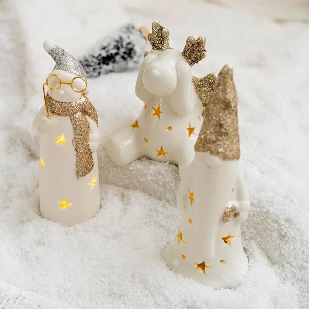 Ceramic Christmas Decoration for Home Boho Decor Christmas Couple Gift Ornament Ceramic Lamp Desktop Decor Christmas Gifts