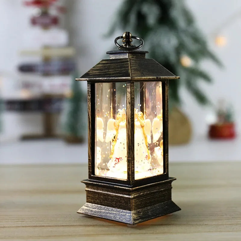 Vintage Christmas Lamp Christmas Storm Lantern Crystal Lamp Christmas Lights Santa Claus Lamp Christmas Party Decoration Christmas Ornament Christmas Gift