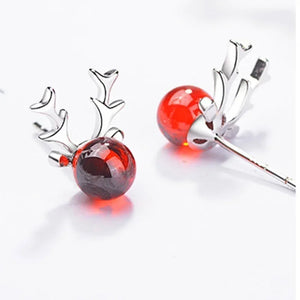 Christmas Elk Earrings for Women Garnet Antler Earrings Girlfriend Elk Ear Stud Christmas Jewellery Gifts Set Jewellery for Girls Christmas Accessories