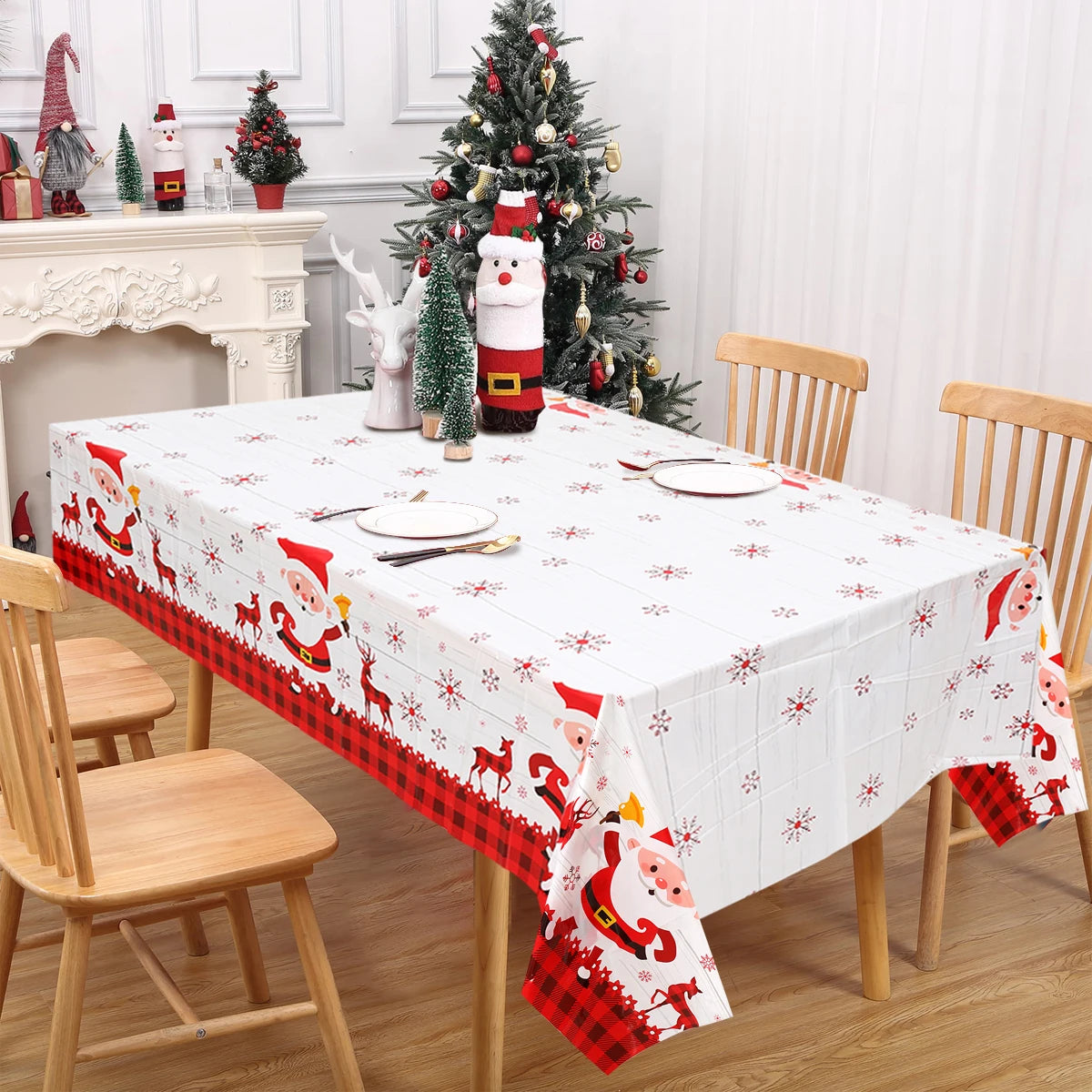 Christmas Tablecloth Santa Claus Tablecloth Elk Tablecloth Christmas Decors for Home Table Cover Christmas Ornament New Year Decor