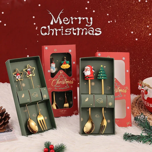 Christmas Spoon Santa Claus Doll Spoon Christmas Fork Set Christmas Gift Set Kids Merry Christmas Party Present New Year Gift for Chef