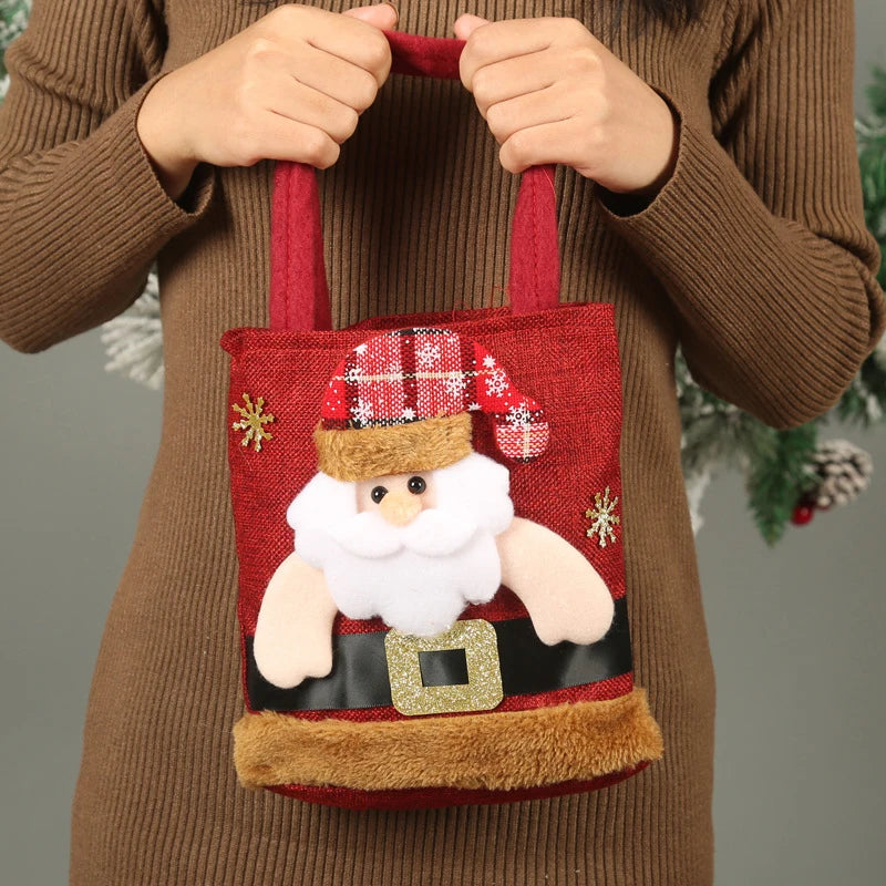 Christmas Gift Bag Linen Cloth New Year Children's Candy Handbag Christmas Eve Apple Storage Bag Xmas Santa Claus Christmas Accessories