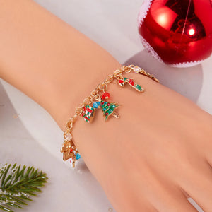 Christmas Jewellery for Women Christmas Jewellery Gift Christmas Chain Bracelet For Women Santa Claus Jewellery Snowman Pearl Bangles New Year Gift Christmas Gift for Girlfriend Wife Daughter Sister Friends Matching Bracelet for Girls