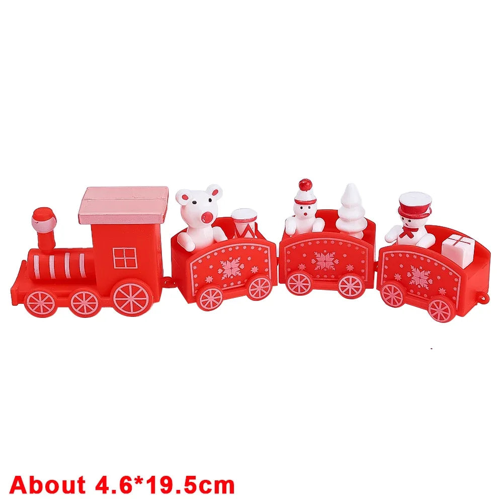 Wooden Train Christmas Ornaments Santa Cake Decoration Merry Christmas Gift for Kids Christmas New Year Party Table Decoration Kids Gifts Toys Children Decoration