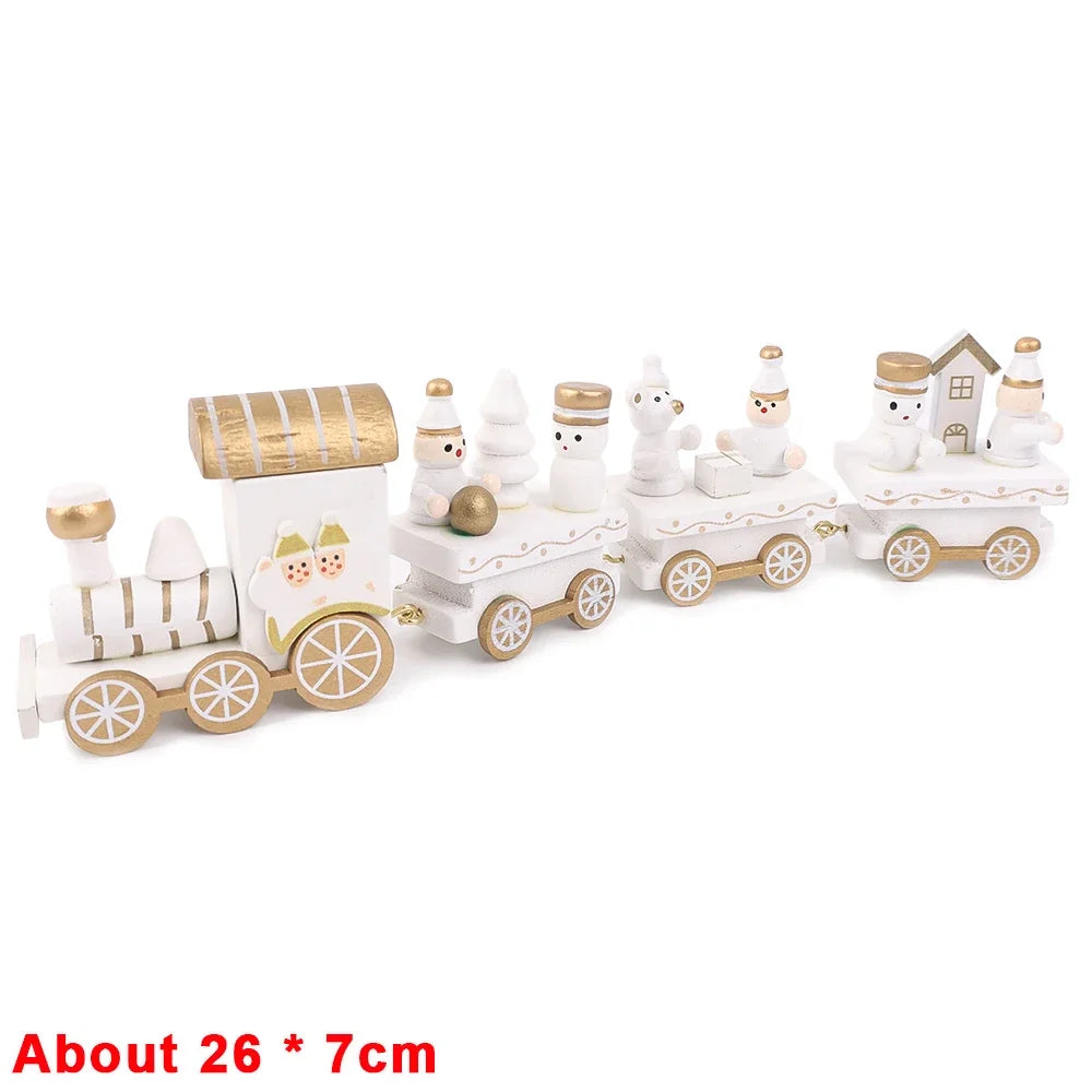 Wooden Train Christmas Ornaments Santa Cake Decoration Merry Christmas Gift for Kids Christmas New Year Party Table Decoration Kids Gifts Toys Children Decoration