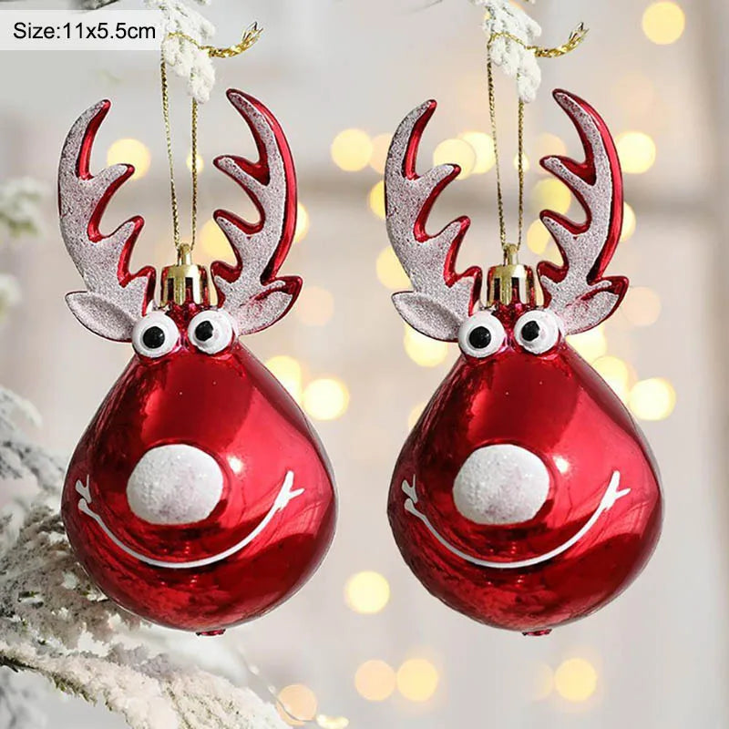 Elk Christmas Balls Ornaments Xmas Tree Hanging Bauble Pendant Christmas Decorations for Home New Year Party Ornaments Christmas Ornaments Set of 2 Unique Christmas Ornaments