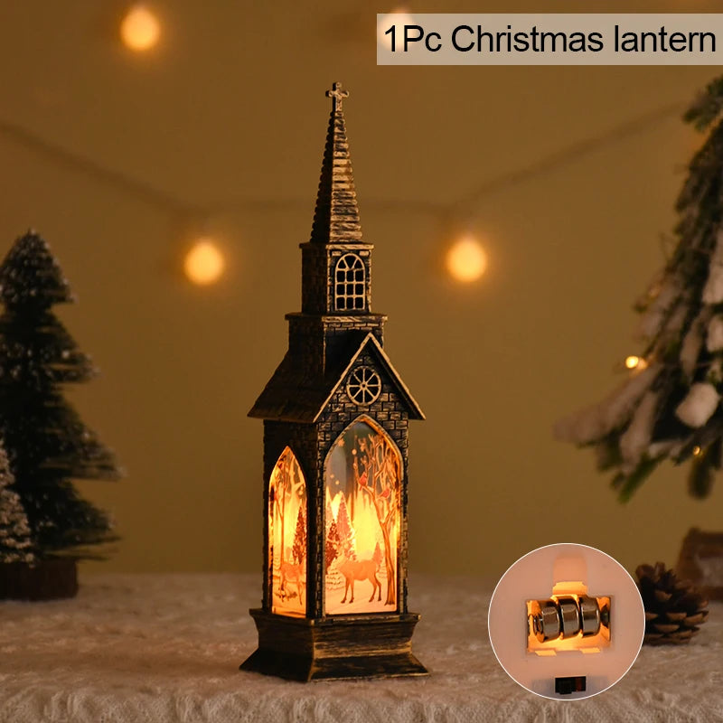 Christmas LED Night Light Santa Claus Snowman Lantern Lamp Table Ornament Christmas Decoration for Home Xmas Gifts Desk Lamp