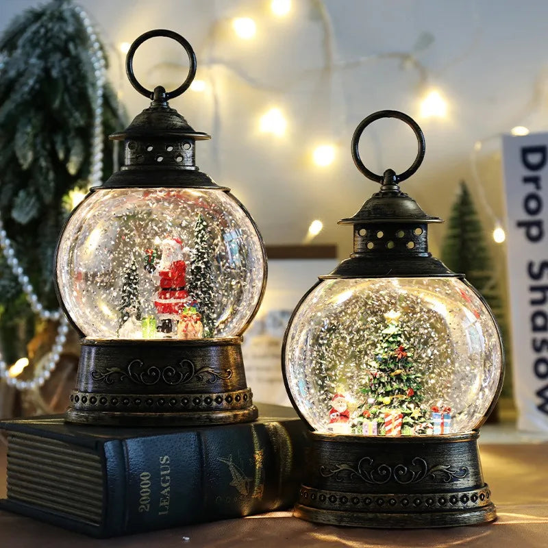 Vintage Christmas Lamp Christmas Decoration Wind Lamp Music Box Crystal Ball Lantern Christmas Lights Ornaments Christmas Gifts