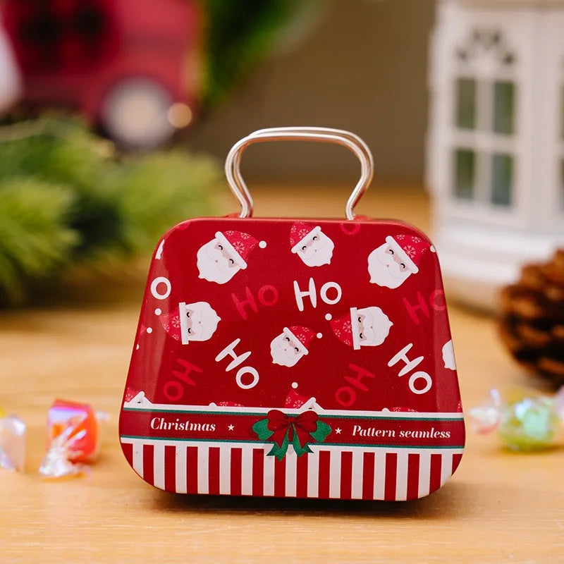 Christmas Tin Handbags Santa Claus Bags Kids Candy Box Kids Candy Bag Christmas Gift for Girls New Year Gift Christmas Theme Bags