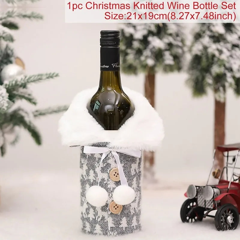 Christmas Wine Bottle Cover Christmas Decorations For Home Christmas Ornament Gifts New Year Decorations