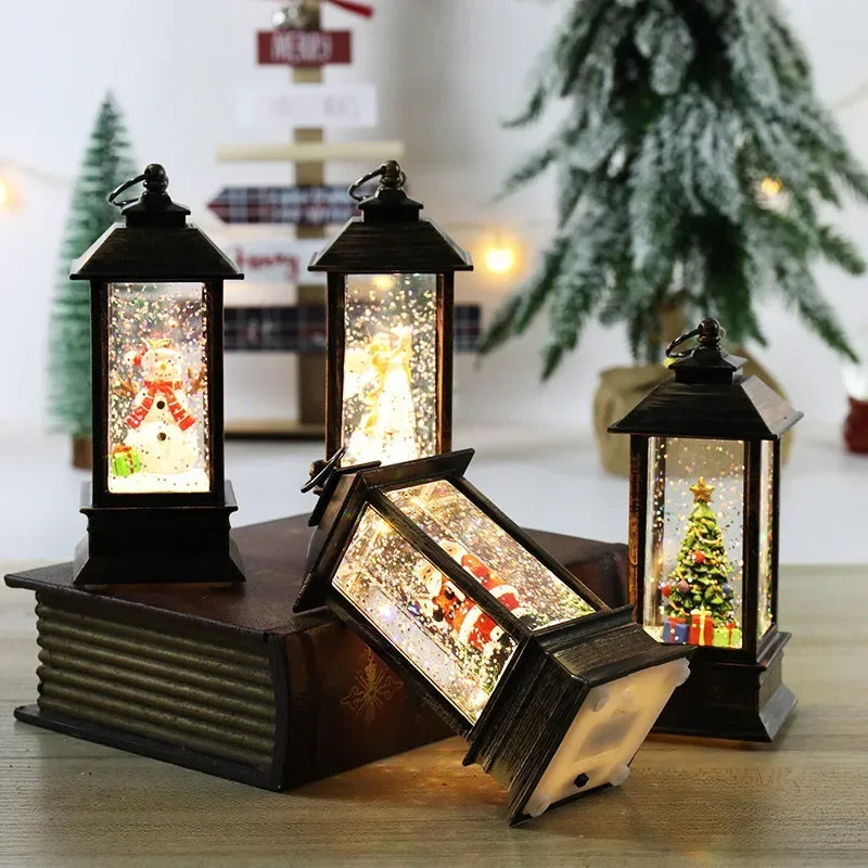 Vintage Christmas Lamp Christmas Storm Lantern Crystal Lamp Christmas Lights Santa Claus Lamp Christmas Party Decoration Christmas Ornament Christmas Gift