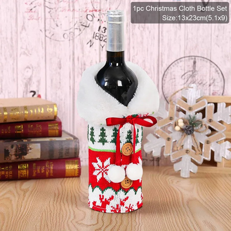 Christmas Wine Bottle Cover Christmas Decorations For Home Christmas Ornament Gifts New Year Decorations