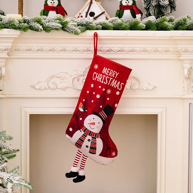 Christmas Stocking Large Stockings Santa Snowman Candy Bag Gift Socks Tree Christmas Ornament Decorations for Family Holiday Christmas Party Decor