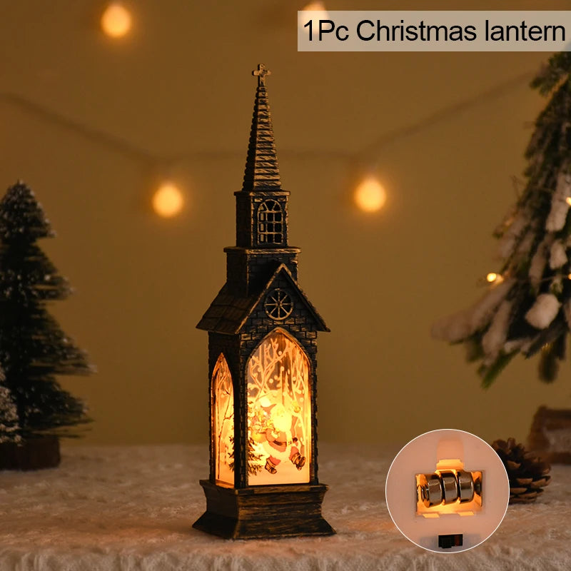 Christmas LED Night Light Santa Claus Snowman Lantern Lamp Table Ornament Christmas Decoration for Home Xmas Gifts Desk Lamp