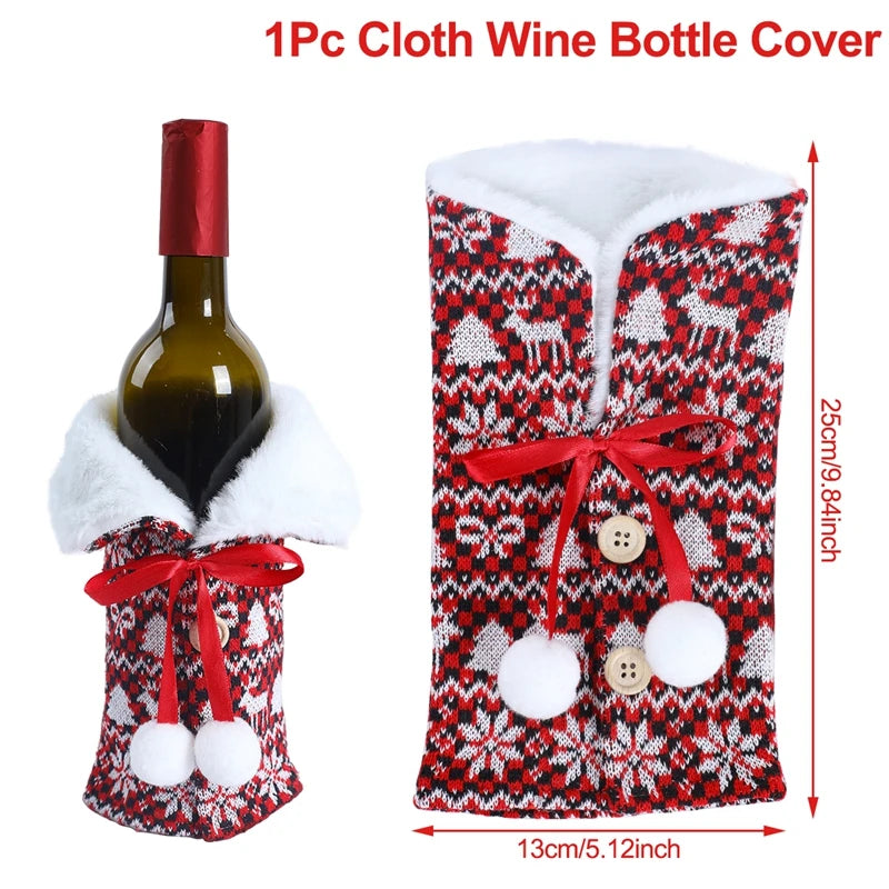 Christmas Wine Bottle Cover Christmas Decorations For Home Christmas Ornament Gifts New Year Decorations