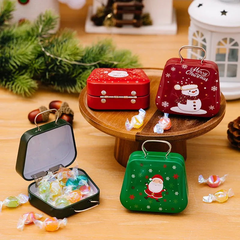 Christmas Tin Handbags Santa Claus Bags Kids Candy Box Kids Candy Bag Christmas Gift for Girls New Year Gift Christmas Theme Bags