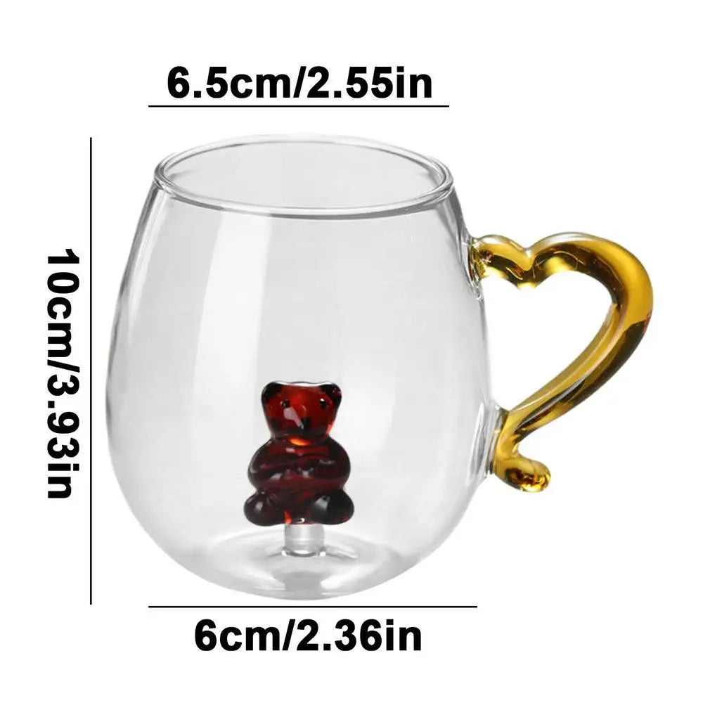 3D Animal Glass Cup Christmas Mug Animal Inside Glass Christmas Drinking Glasses Cartoon Glass Coffee Mug Christmas Gift New Year Mug Unique Drinkware