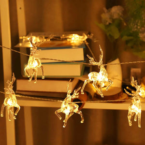 Christmas Reindeer String Lights Garland Decoration For Home Crystal Elk Fairy Lights Ornament Xmas Wedding party Christmas Lights