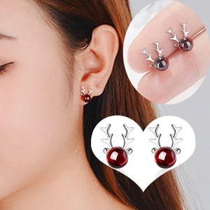 Christmas Elk Earrings for Women Garnet Antler Earrings Girlfriend Elk Ear Stud Christmas Jewellery Gifts Set Jewellery for Girls Christmas Accessories