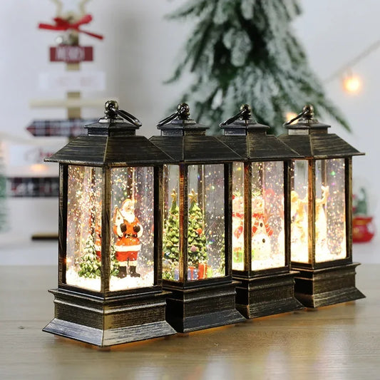 Vintage Christmas Lamp Christmas Storm Lantern Crystal Lamp Christmas Lights Santa Claus Lamp Christmas Party Decoration Christmas Ornament Christmas Gift