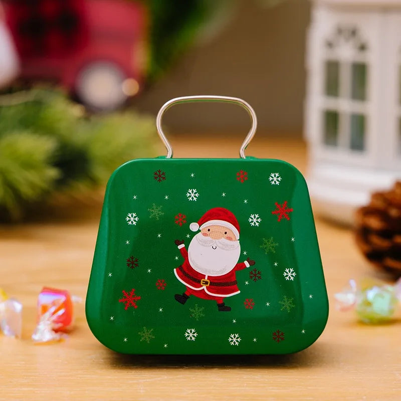 Christmas Tin Handbags Santa Claus Bags Kids Candy Box Kids Candy Bag Christmas Gift for Girls New Year Gift Christmas Theme Bags