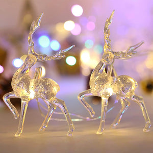 Christmas Reindeer String Lights Garland Decoration For Home Crystal Elk Fairy Lights Ornament Xmas Wedding party Christmas Lights