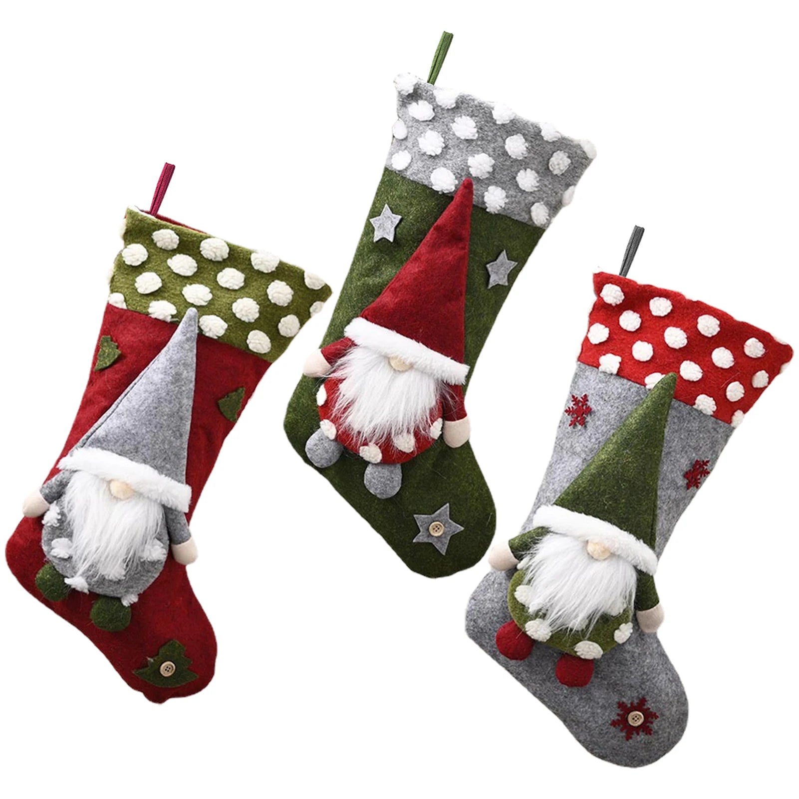 Large Christmas Stockings Knitted Faceless Santa Gnome Doll Socks Xmas Candy Gift Bag Christmas Tree Pendant New Year Home Decor