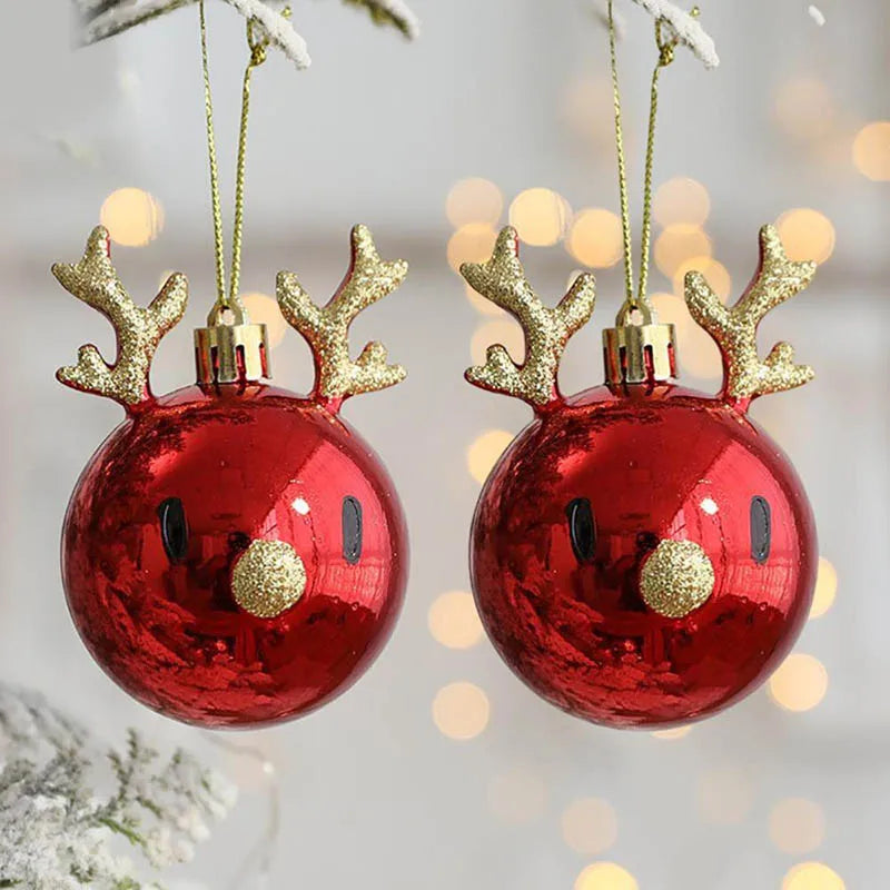 Elk Christmas Balls Ornaments Xmas Tree Hanging Bauble Pendant Christmas Decorations for Home New Year Party Ornaments Christmas Ornaments Set of 2 Unique Christmas Ornaments