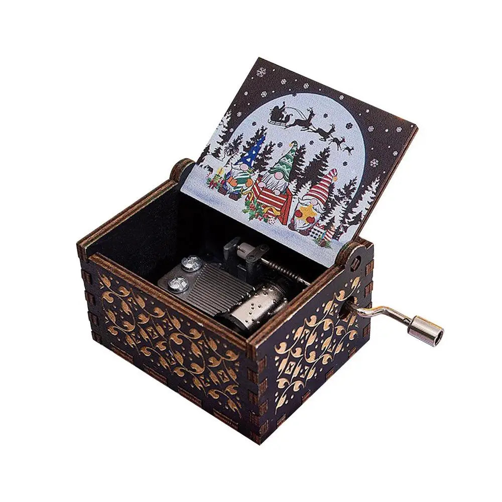 Best Christmas Gift for Kids Christmas Theme Music Box Carving Wooden Hand Crank Music Box Santa Claus Music Box Christmas Gifts for Boys Christmas Gift for Girls New Year Gift Christmas Gift for Children Gifts