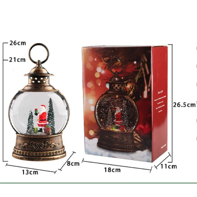 Vintage Christmas Lamp Christmas Decoration Wind Lamp Music Box Crystal Ball Lantern Christmas Lights Ornaments Christmas Gifts