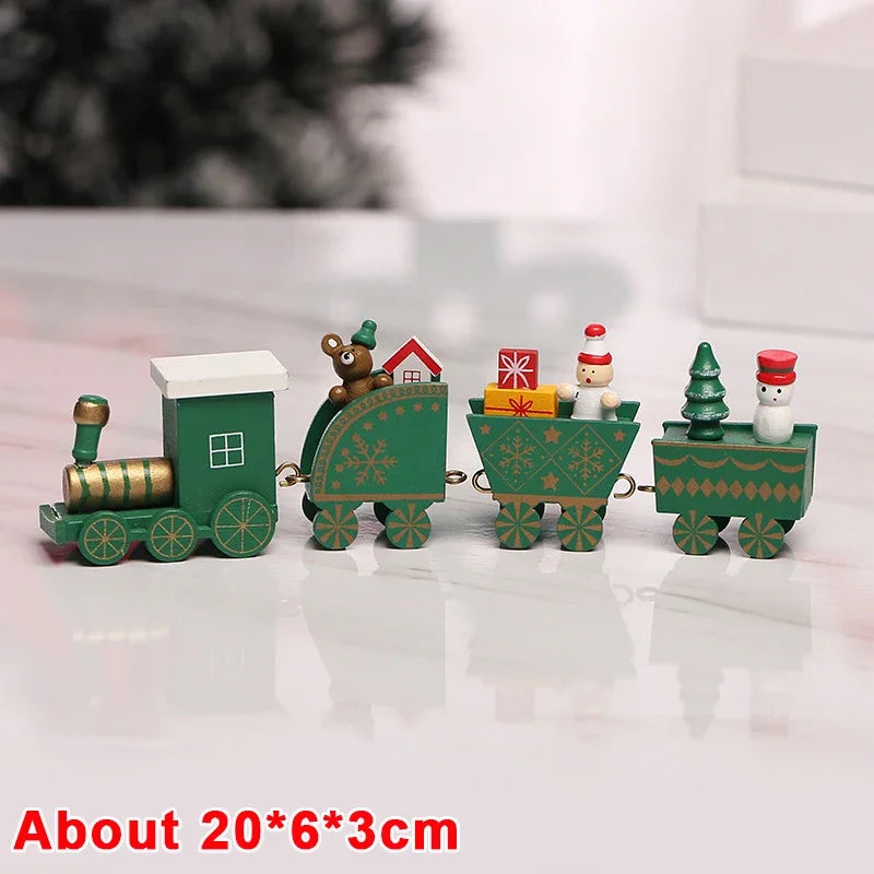 Wooden Train Christmas Ornaments Santa Cake Decoration Merry Christmas Gift for Kids Christmas New Year Party Table Decoration Kids Gifts Toys Children Decoration