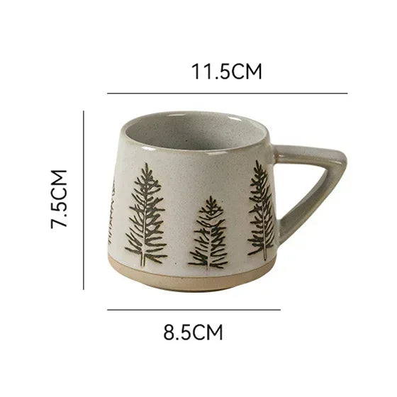 Retro Ceramic Mug with Handle Heat-resistant Coffee Cup Vintage Christmas Elk Home Office Handmade Water Tea Cups Christmas New Year Gift Winter Coffee Mug