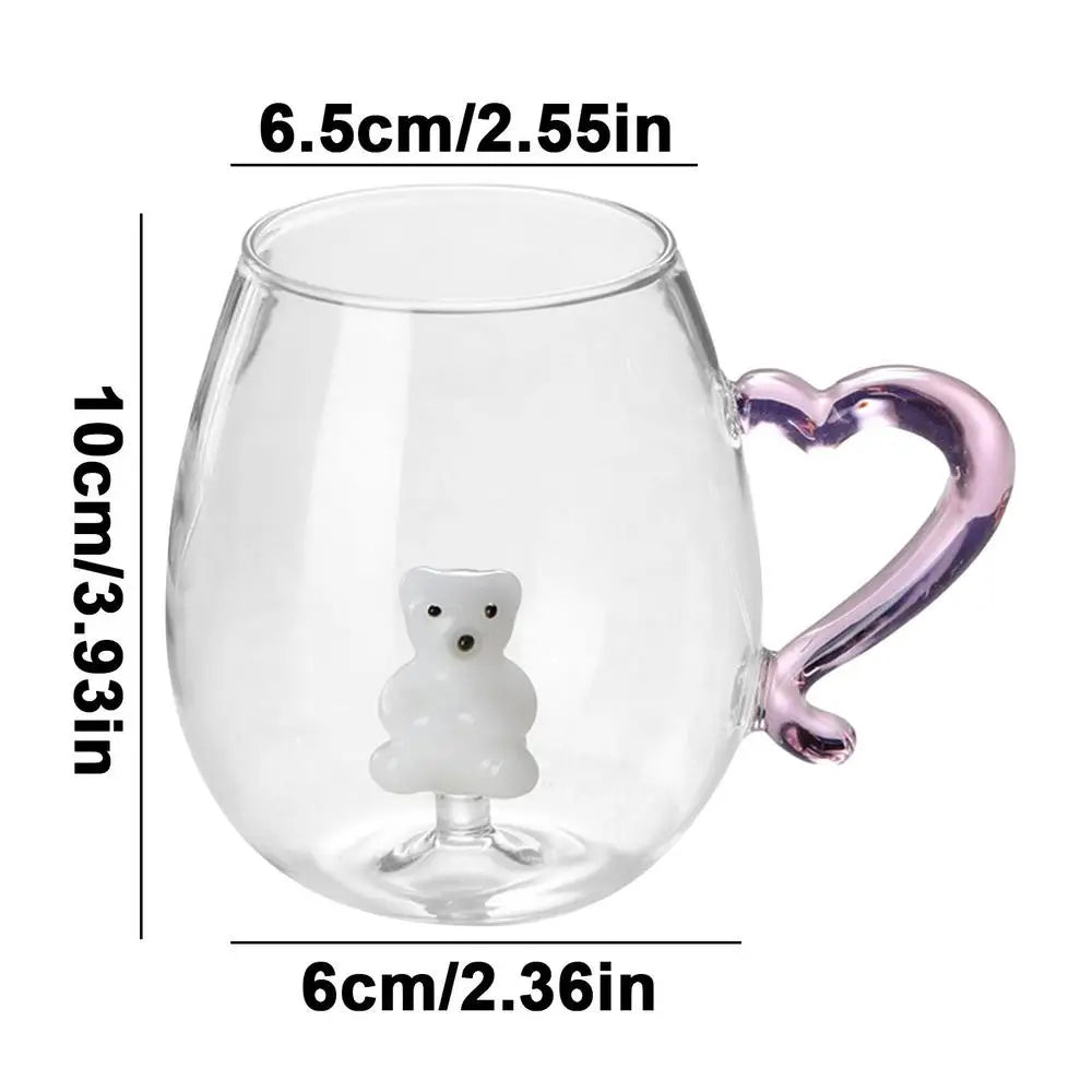 3D Animal Glass Cup Christmas Mug Animal Inside Glass Christmas Drinking Glasses Cartoon Glass Coffee Mug Christmas Gift New Year Mug Unique Drinkware