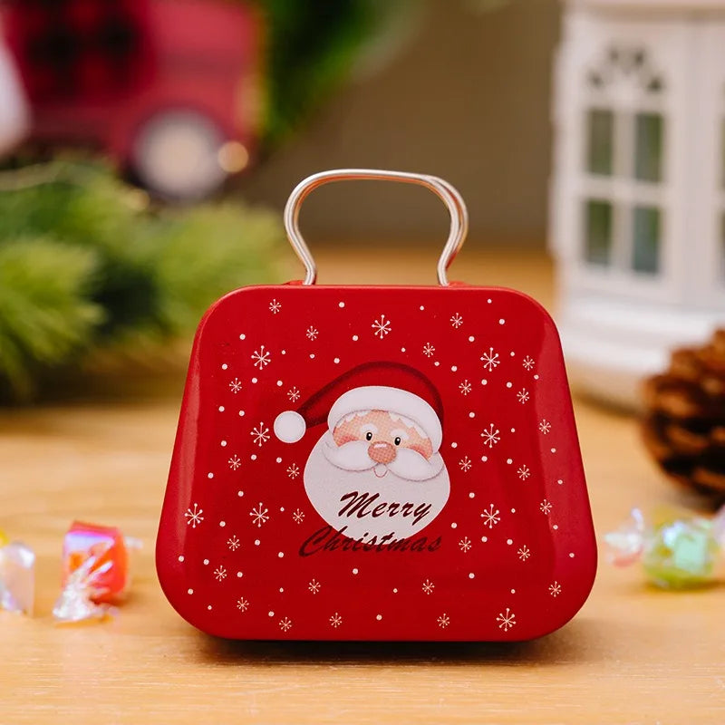 Christmas Tin Handbags Santa Claus Bags Kids Candy Box Kids Candy Bag Christmas Gift for Girls New Year Gift Christmas Theme Bags