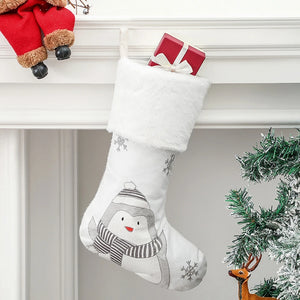 Christmas Stockings Snowman Fox Stockings Christmas Ornaments White Plush Candy Socks Gift Bags Christmas Tree Fireplace Decoration