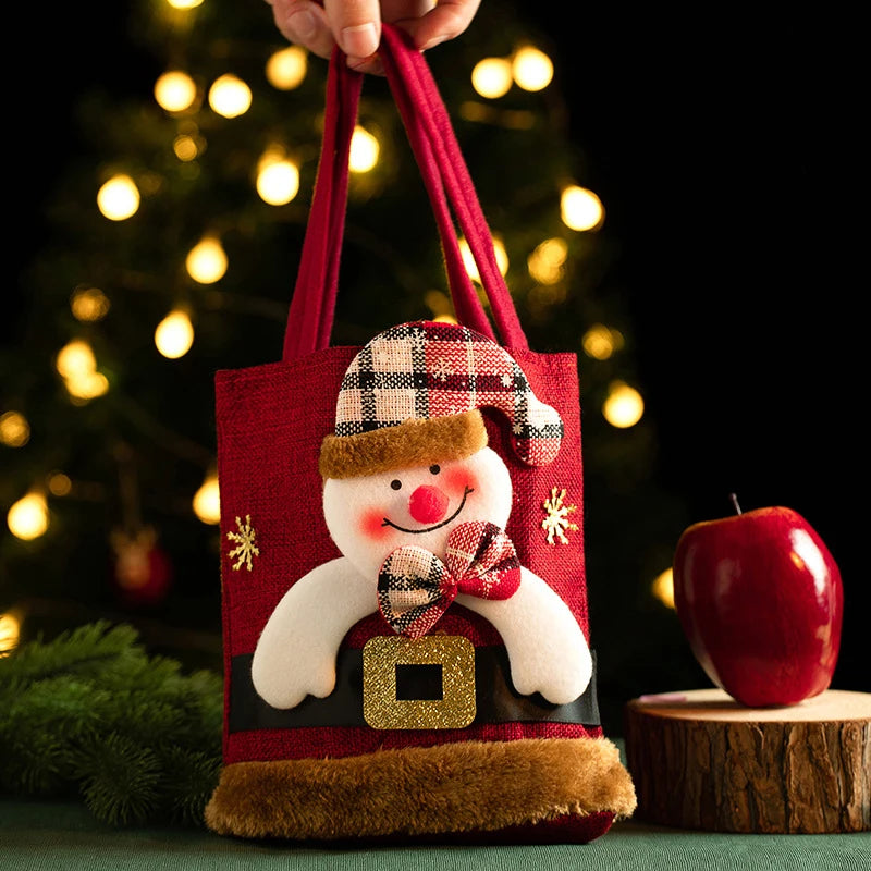 Christmas Gift Bag Linen Cloth New Year Children's Candy Handbag Christmas Eve Apple Storage Bag Xmas Santa Claus Christmas Accessories