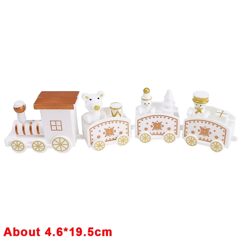 Wooden Train Christmas Ornaments Santa Cake Decoration Merry Christmas Gift for Kids Christmas New Year Party Table Decoration Kids Gifts Toys Children Decoration